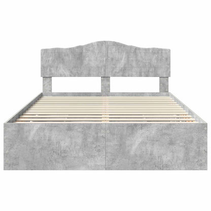 vidaXL Bettrahmen mit Kopfteil Beton Grau 140 x 190 cm Ingenieurs Holz
