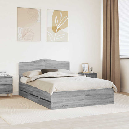 vidaXL Bettrahmen Graues Sonoma 140 x 190 cm Ingenieurs Holz