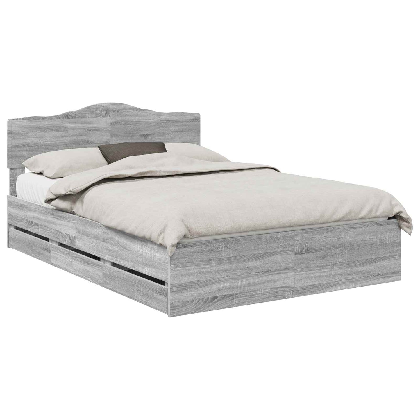 vidaXL Bettrahmen Graues Sonoma 140 x 190 cm Ingenieurs Holz