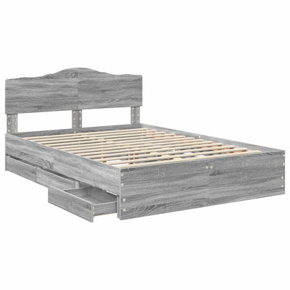 vidaXL Bettrahmen Graues Sonoma 140 x 190 cm Ingenieurs Holz