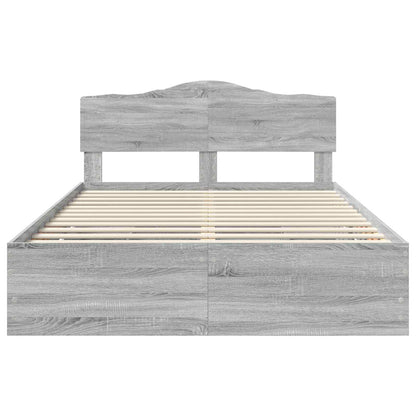 vidaXL Bettrahmen Graues Sonoma 140 x 190 cm Ingenieurs Holz