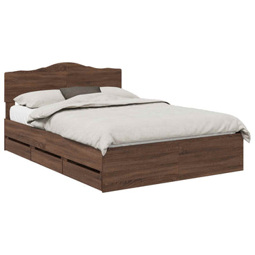 vidaXL Bettrahmen Braun Eichen-Optik 140 x 190 cm Ingenieurs Holz