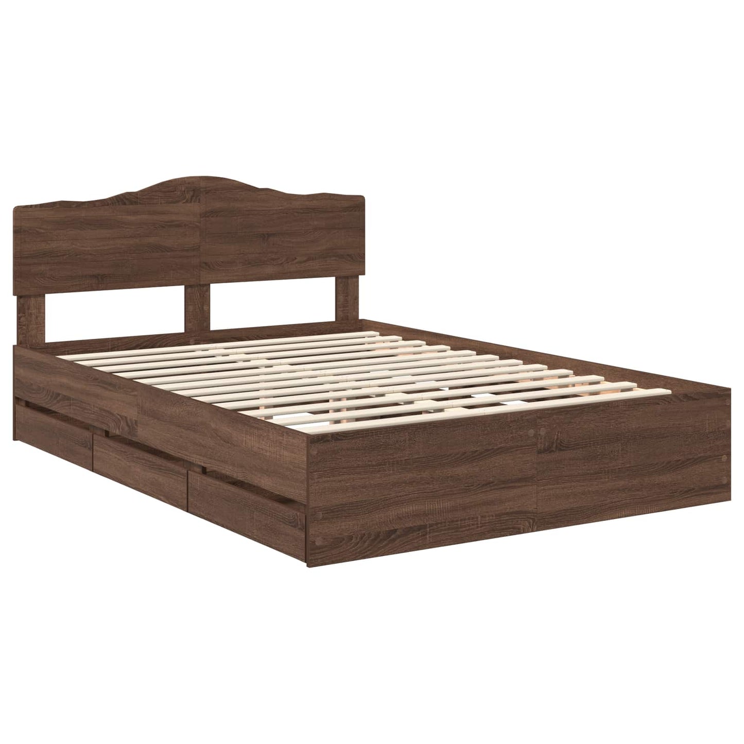 vidaXL Bettrahmen Braun Eichen-Optik 140 x 190 cm Ingenieurs Holz