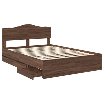 vidaXL Bettrahmen Braun Eichen-Optik 140 x 190 cm Ingenieurs Holz