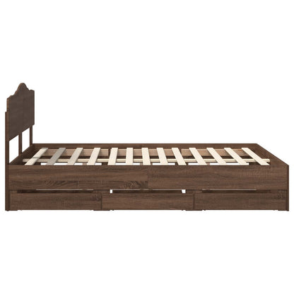 vidaXL Bettrahmen Braun Eichen-Optik 140 x 190 cm Ingenieurs Holz