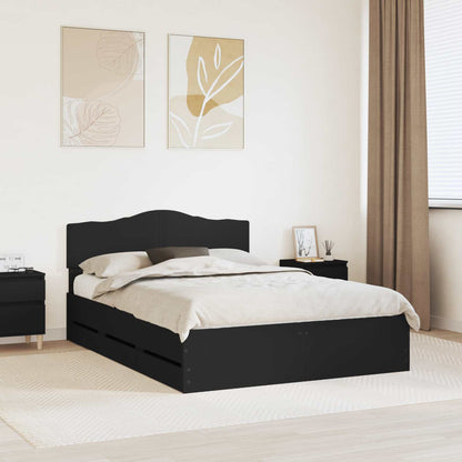 vidaXL Bettrahmen mit Schubladen Schwarz 140 x 200 cm Ingenieurs Holz