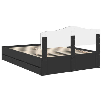 vidaXL Bettrahmen mit Schubladen Schwarz 140 x 200 cm Ingenieurs Holz