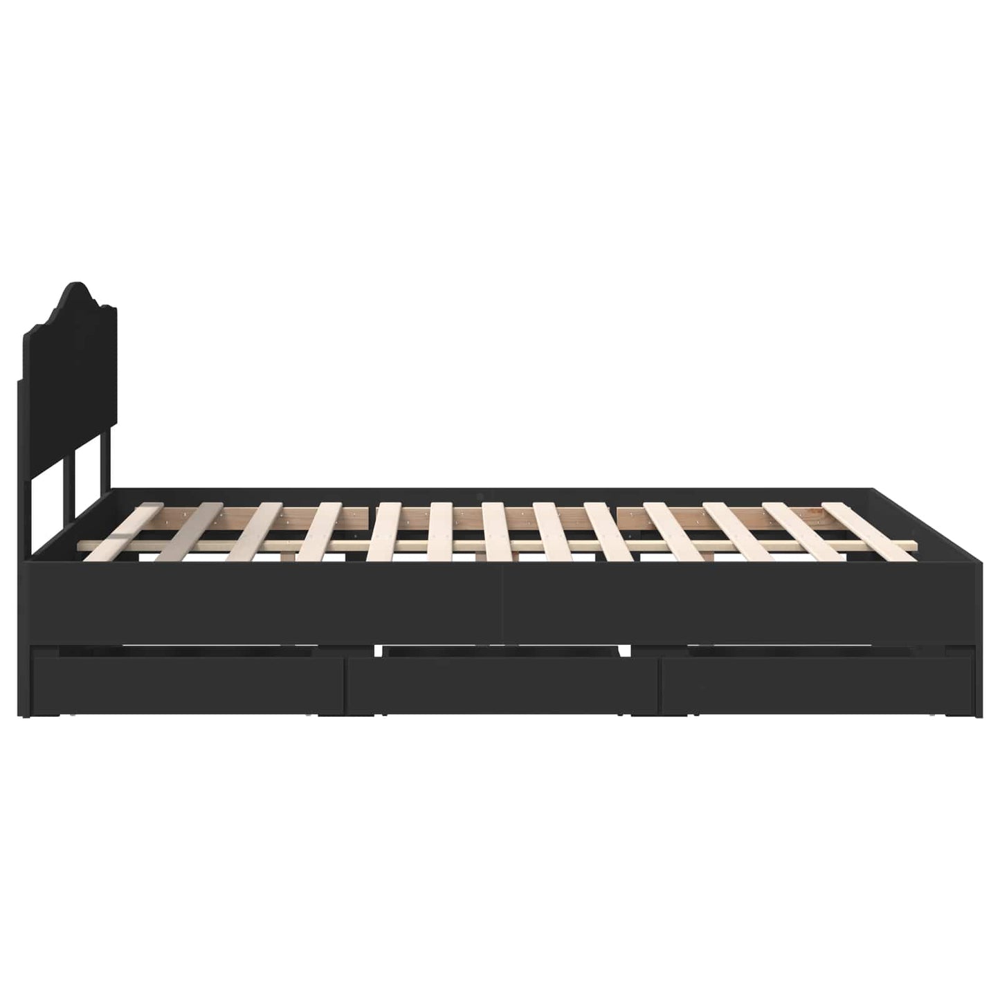 vidaXL Bettrahmen mit Schubladen Schwarz 140 x 200 cm Ingenieurs Holz