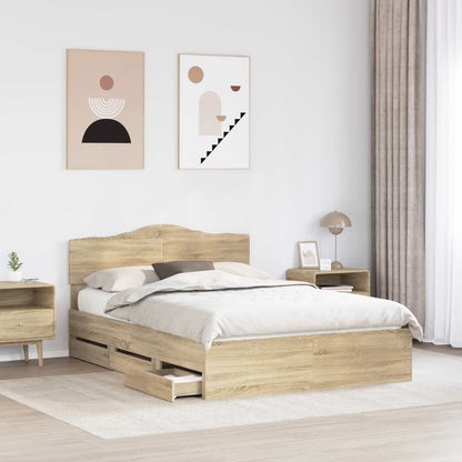 vidaXL Bettrahmen Sonoma-Eiche 140 x 200 cm Ingenieurs Holz