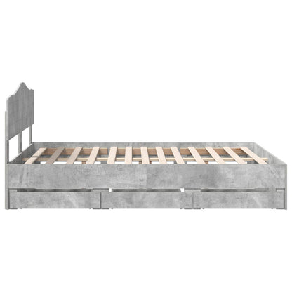 vidaXL Bettrahmen mit Kopfteil Beton Grau 140 x 200 cm Ingenieurs Holz