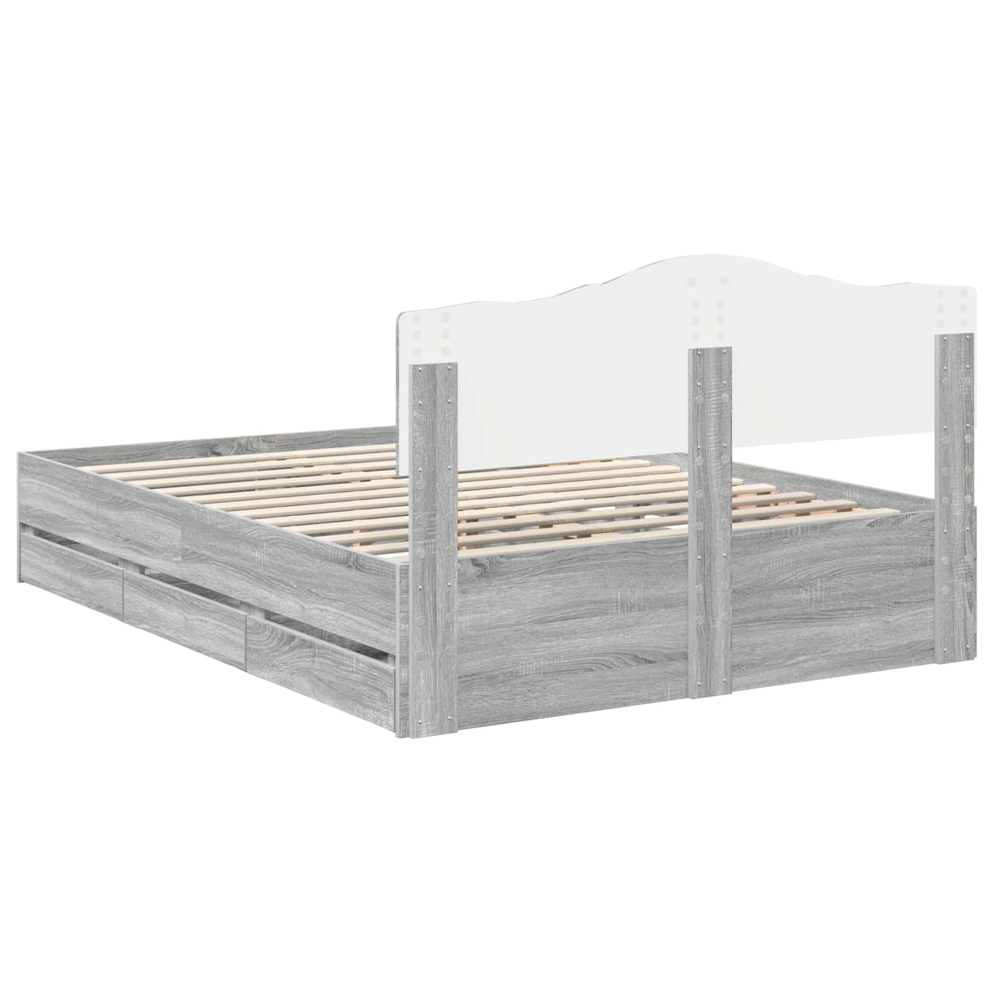 vidaXL Bettrahmen Graues Sonoma 140 x 200 cm Ingenieurs Holz