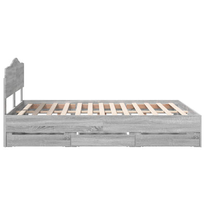vidaXL Bettrahmen Graues Sonoma 140 x 200 cm Ingenieurs Holz