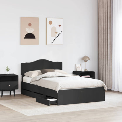 vidaXL Bettrahmen mit Schubladen Schwarz 135 x 190 cm Ingenieurs Holz