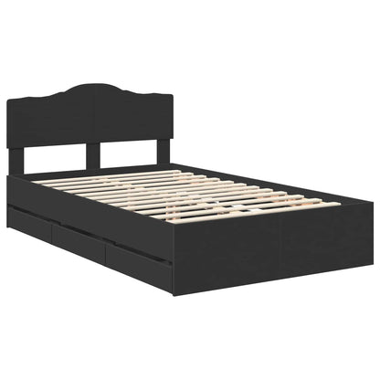 vidaXL Bettrahmen mit Schubladen Schwarz 135 x 190 cm Ingenieurs Holz