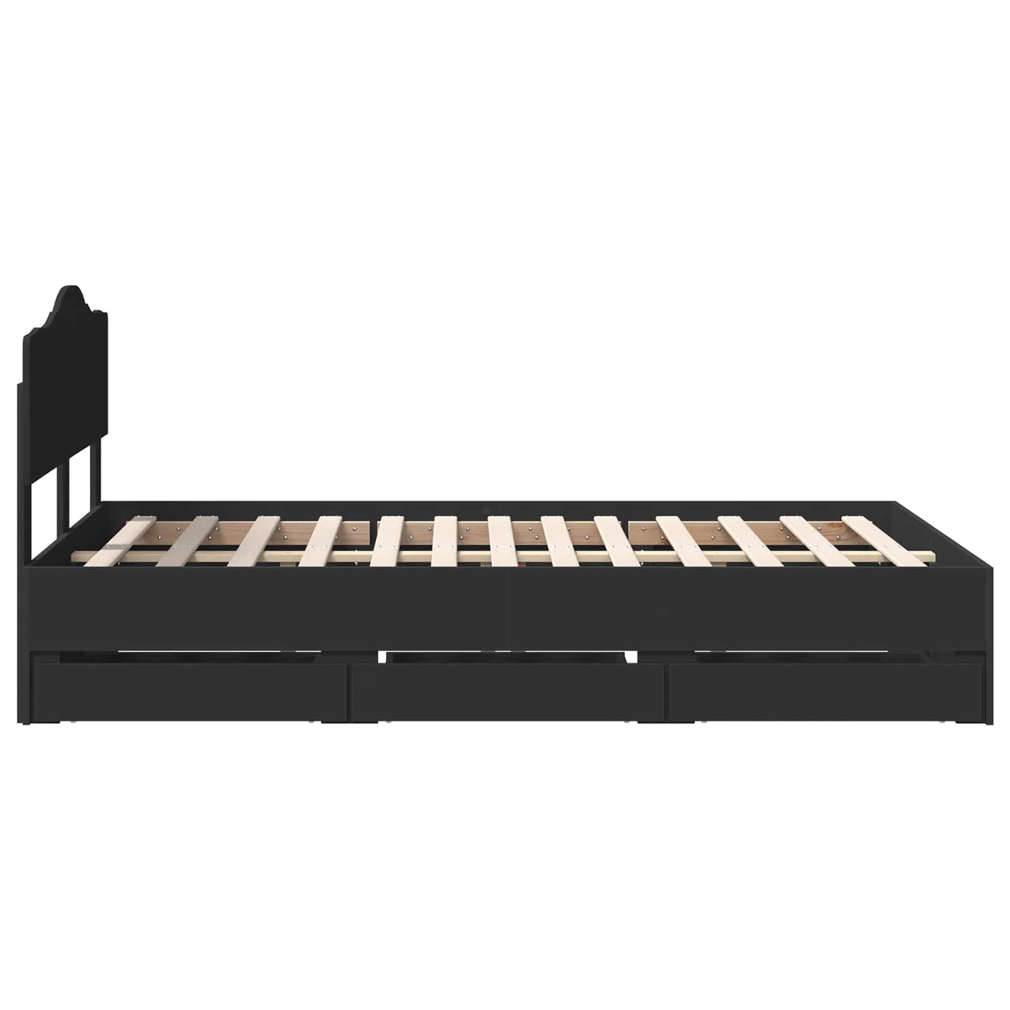 vidaXL Bettrahmen mit Schubladen Schwarz 135 x 190 cm Ingenieurs Holz