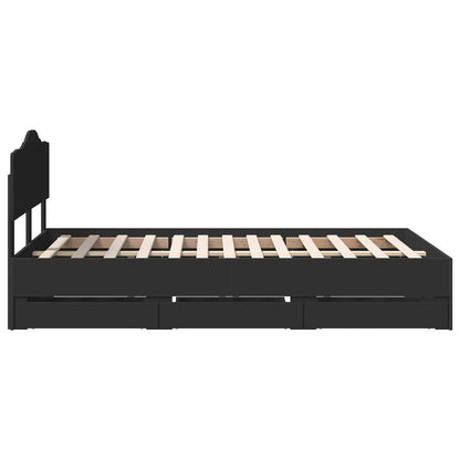 vidaXL Bettrahmen mit Schubladen Schwarz 135 x 190 cm Ingenieurs Holz