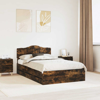 vidaXL Bettrahmen Geräucherte Eiche 135 x 190 cm Ingenieurs Holz