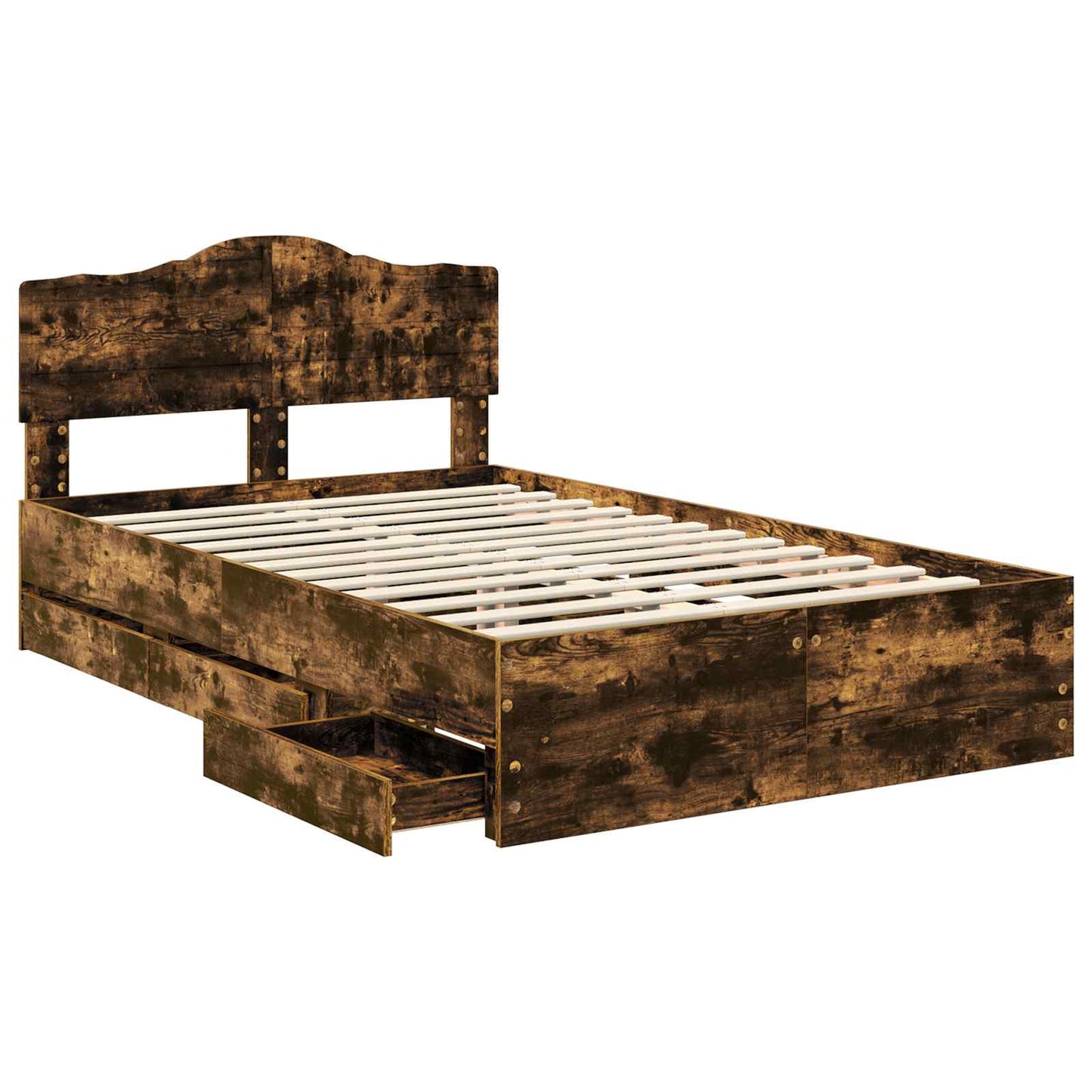 vidaXL Bettrahmen Geräucherte Eiche 135 x 190 cm Ingenieurs Holz