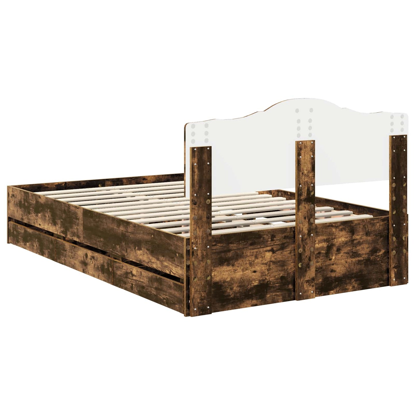 vidaXL Bettrahmen Geräucherte Eiche 135 x 190 cm Ingenieurs Holz