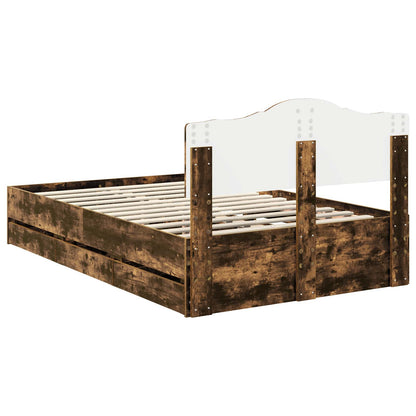vidaXL Bettrahmen Geräucherte Eiche 135 x 190 cm Ingenieurs Holz