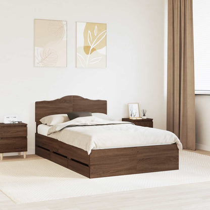 vidaXL Bettrahmen Braun Eichen-Optik 135 x 190 cm Ingenieurs Holz