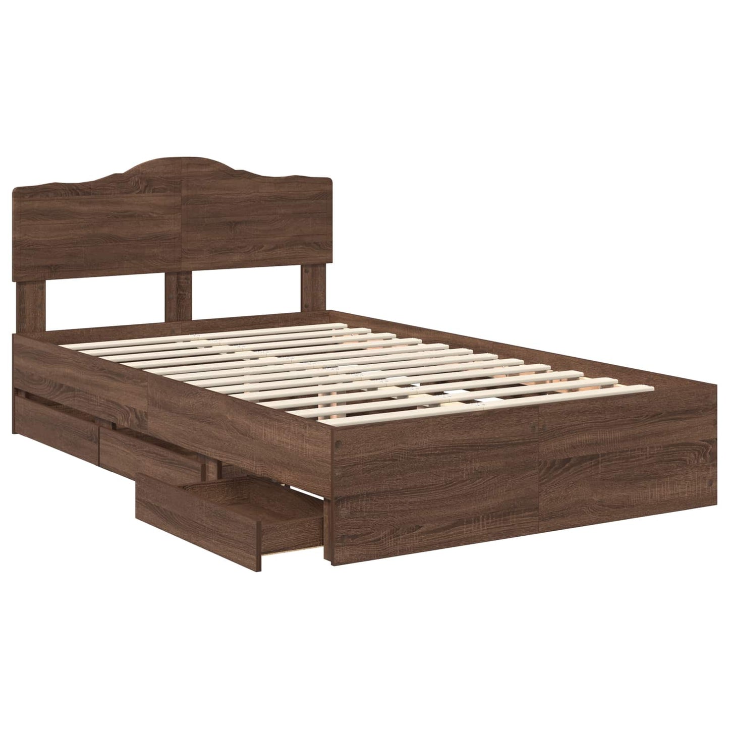 vidaXL Bettrahmen Braun Eichen-Optik 135 x 190 cm Ingenieurs Holz