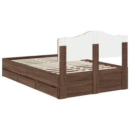 vidaXL Bettrahmen Braun Eichen-Optik 135 x 190 cm Ingenieurs Holz