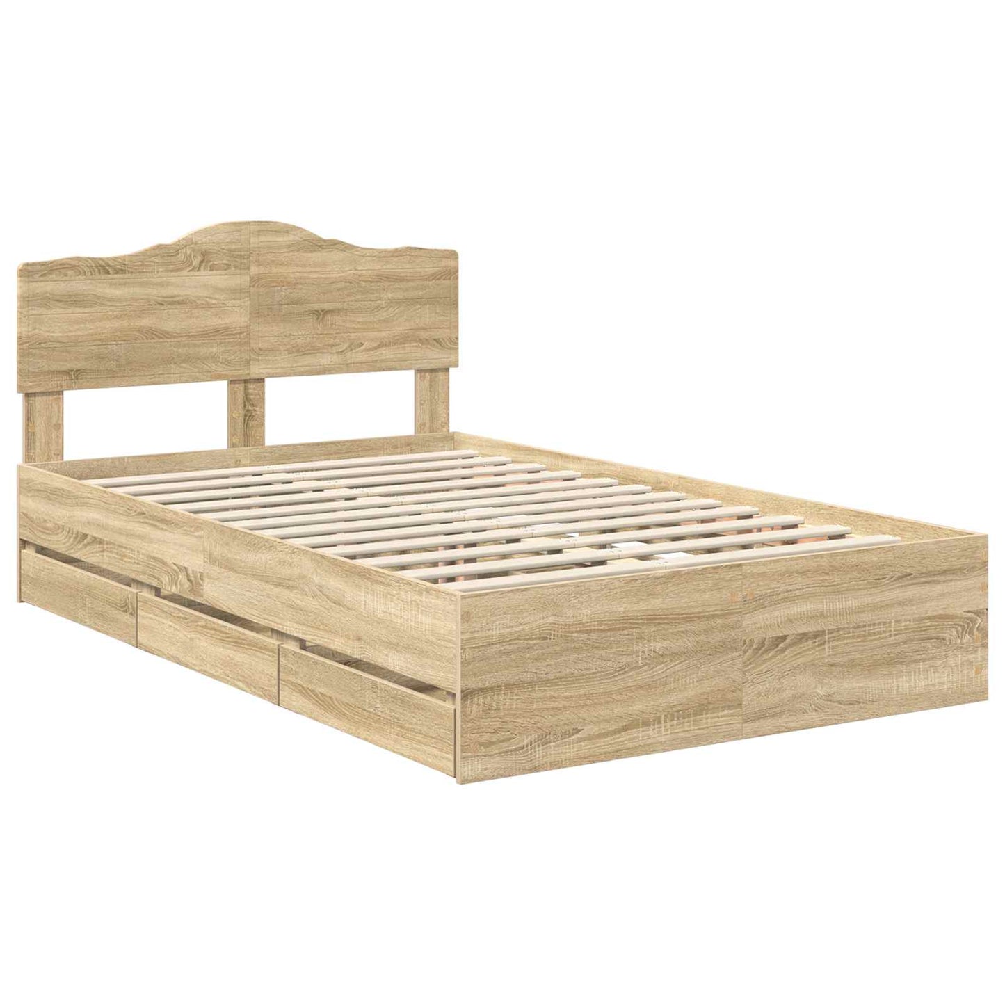 vidaXL Bettrahmen Sonoma-Eiche 120 x 190 cm Ingenieurs Holz
