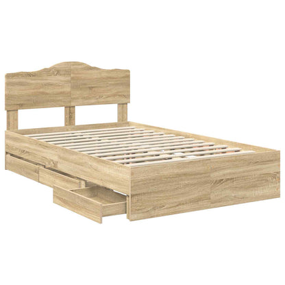 vidaXL Bettrahmen Sonoma-Eiche 120 x 190 cm Ingenieurs Holz