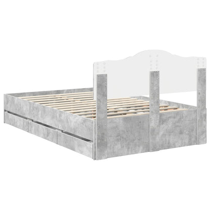 vidaXL Bettrahmen mit Kopfteil Beton Grau 120 x 190 cm Ingenieurs Holz