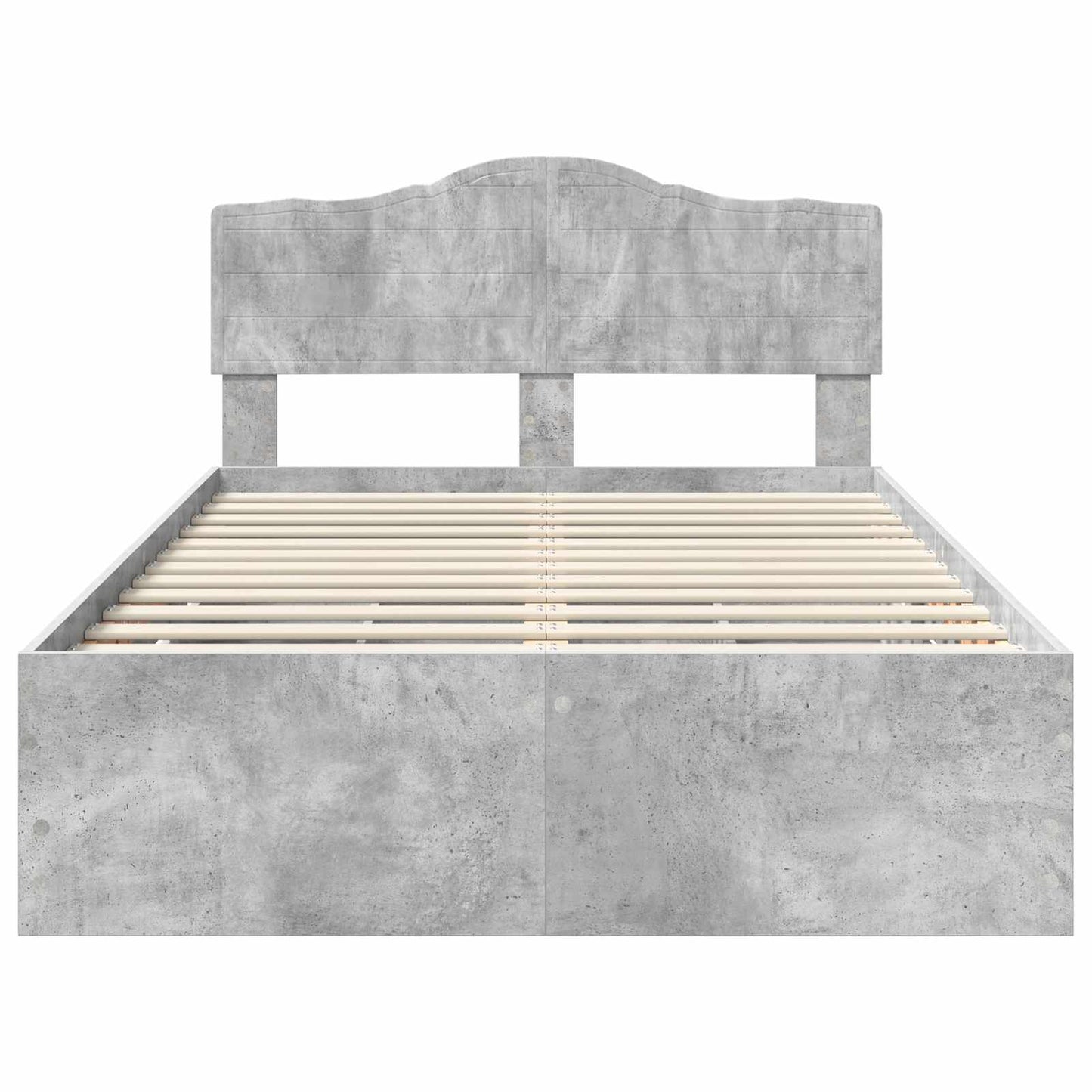 vidaXL Bettrahmen mit Kopfteil Beton Grau 120 x 190 cm Ingenieurs Holz