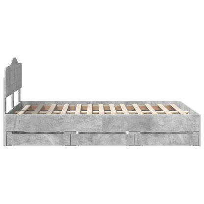 vidaXL Bettrahmen mit Kopfteil Beton Grau 120 x 190 cm Ingenieurs Holz
