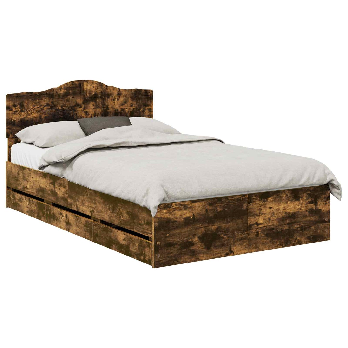 vidaXL Bettrahmen Geräucherte Eiche 120 x 190 cm Ingenieurs Holz