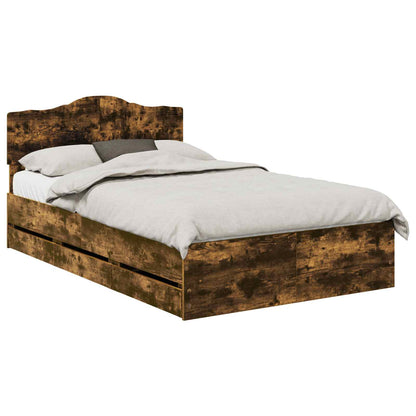 vidaXL Bettrahmen Geräucherte Eiche 120 x 190 cm Ingenieurs Holz