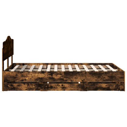 vidaXL Bettrahmen Geräucherte Eiche 120 x 190 cm Ingenieurs Holz