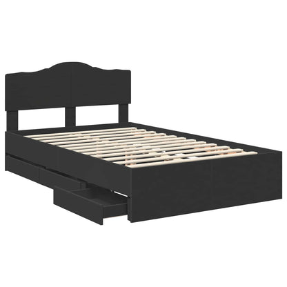 Bettrahmen mit Schubladen Schwarz 120 x 200 cm Ingenieurs Holz