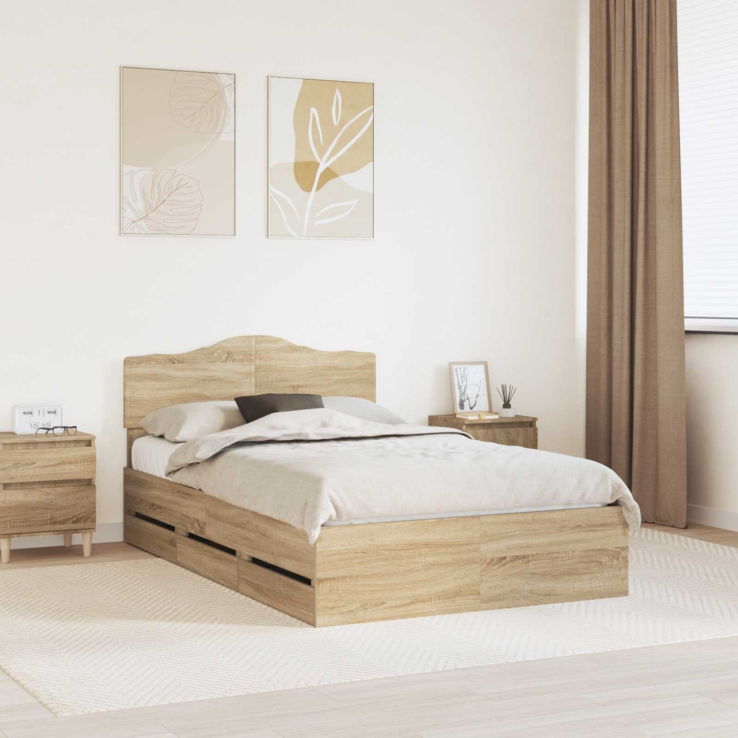 vidaXL Bettrahmen Sonoma-Eiche 120 x 200 cm Ingenieurs Holz