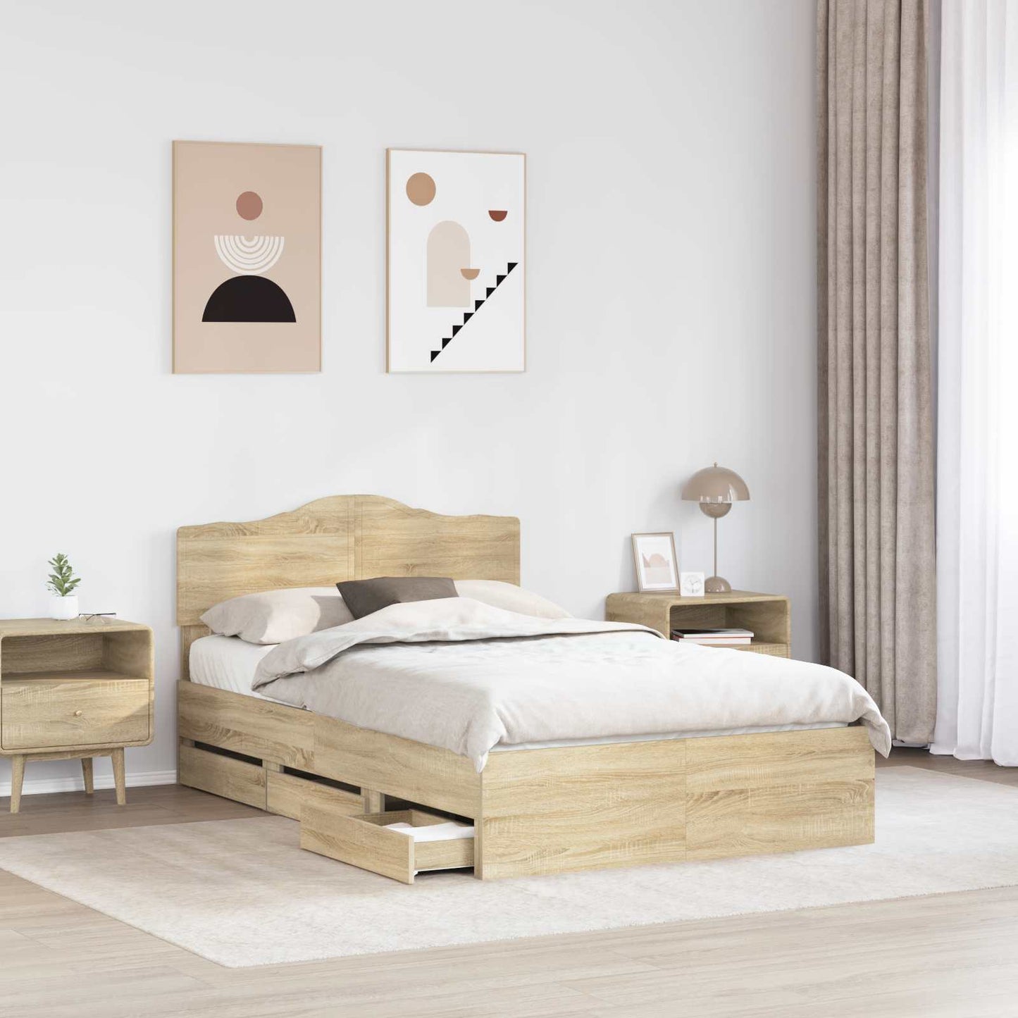 vidaXL Bettrahmen Sonoma-Eiche 120 x 200 cm Ingenieurs Holz