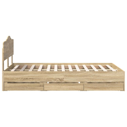 vidaXL Bettrahmen Sonoma-Eiche 120 x 200 cm Ingenieurs Holz