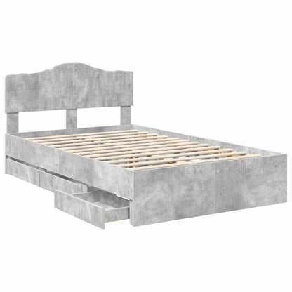 vidaXL Bettrahmen mit Kopfteil Beton Grau 120 x 200 cm Ingenieurs Holz