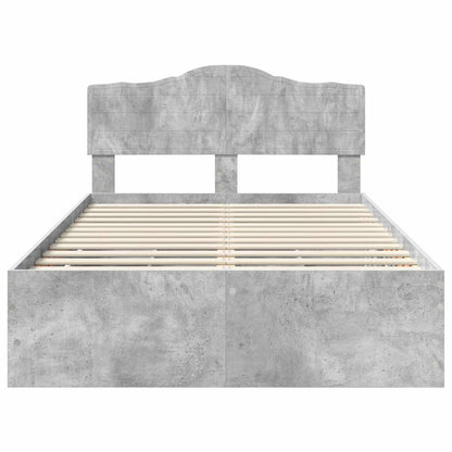 vidaXL Bettrahmen mit Kopfteil Beton Grau 120 x 200 cm Ingenieurs Holz