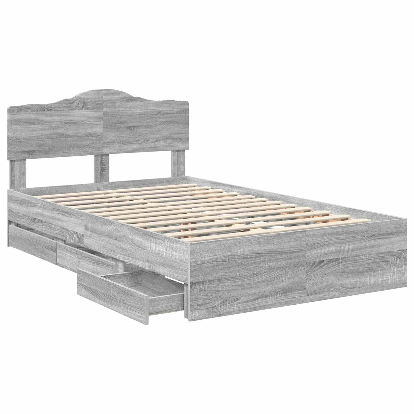 vidaXL Bettrahmen Graues Sonoma 120 x 200 cm Ingenieurs Holz