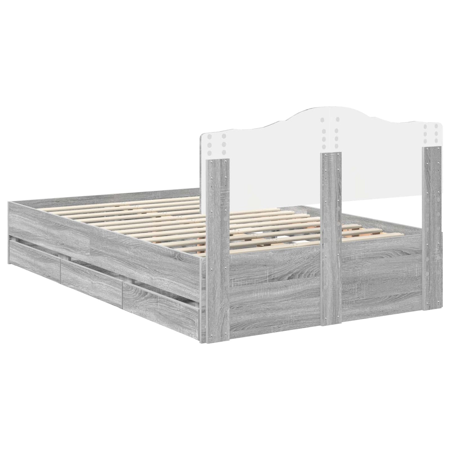 vidaXL Bettrahmen Graues Sonoma 120 x 200 cm Ingenieurs Holz