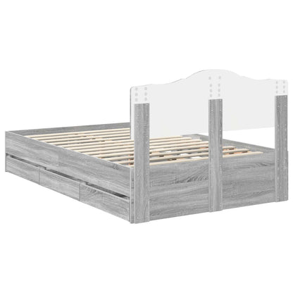 vidaXL Bettrahmen Graues Sonoma 120 x 200 cm Ingenieurs Holz