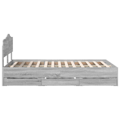 vidaXL Bettrahmen Graues Sonoma 120 x 200 cm Ingenieurs Holz