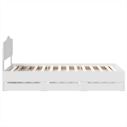 Bettrahmen mit Schubladen Weiß 100 x 200 cm Ingenieurs Holz