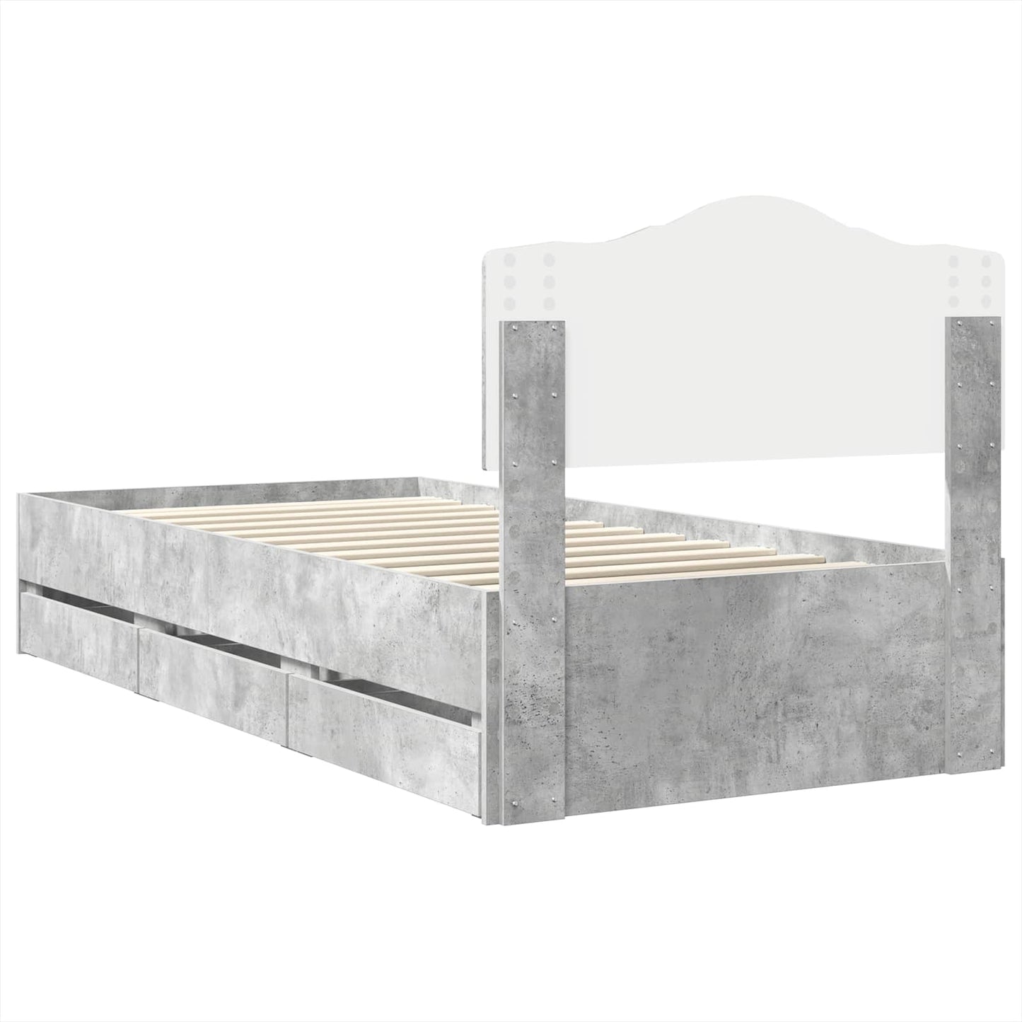 vidaXL Bettrahmen mit Kopfteil Beton Grau 100 x 200 cm Ingenieurs Holz