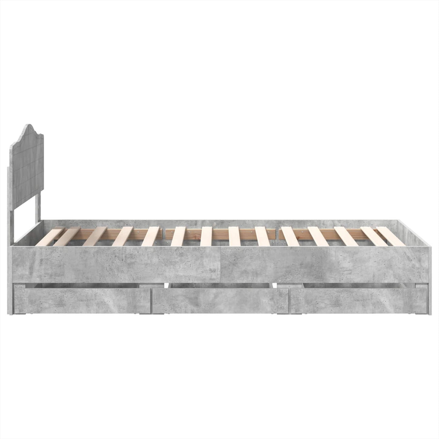vidaXL Bettrahmen mit Kopfteil Beton Grau 100 x 200 cm Ingenieurs Holz