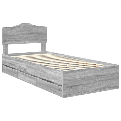 vidaXL Bettrahmen Graues Sonoma 100 x 200 cm Ingenieurs Holz