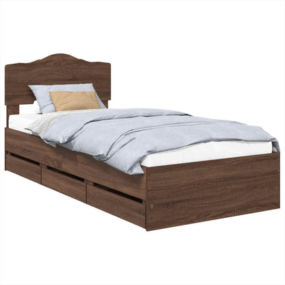 vidaXL Bettrahmen Braun Eichen-Optik 100 x 200 cm Ingenieurs Holz